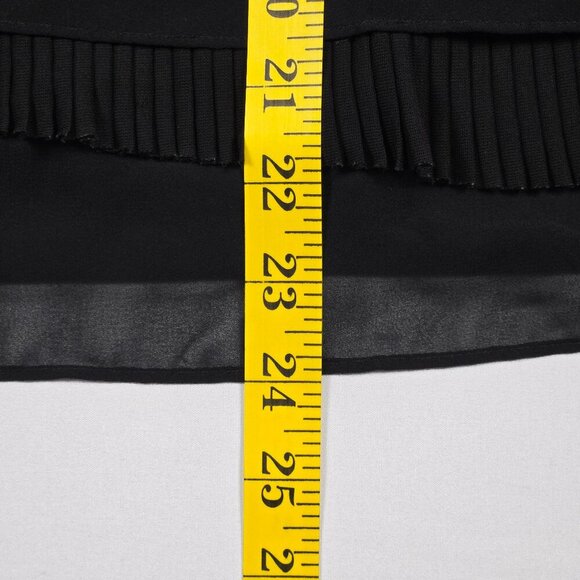 Express Black Sheer Asymmetrical Blouse‎ Sleeveless Ruffle Keyhole Whimsy Goth - Picture 7 of 13